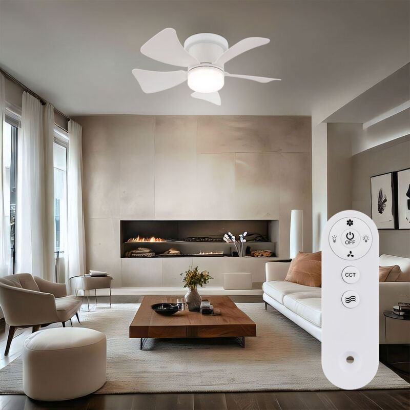 foto del prodotto ventilatore da soffitto a led telecomando lampada diurna ventilatore bianco timer cct, 10w 750lm bianco caldo freddo, d 40,6 cm