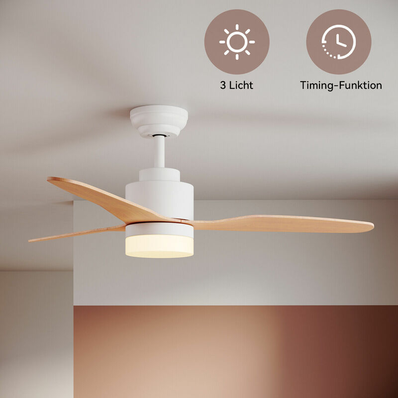 foto del prodotto ventilatore da soffitto con illuminazione 3 pale 3 livelli di potenza funzione di riserva 119 cm bianco sonni