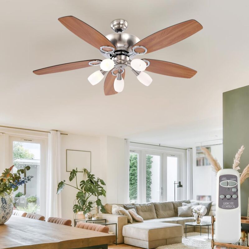 foto del prodotto ventilatore da soffitto con illuminazione e telecomando a 3 velocit con funzione dimmer 130 cm