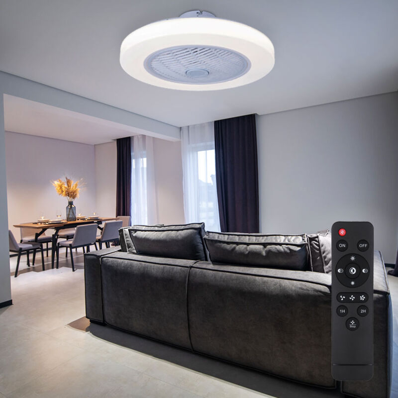foto del prodotto ventilatore da soffitto con illuminazione e telecomando, plafoniera silenziosa con ventilatore, dimmerabile, timer luce notturna cct, 40 watt led