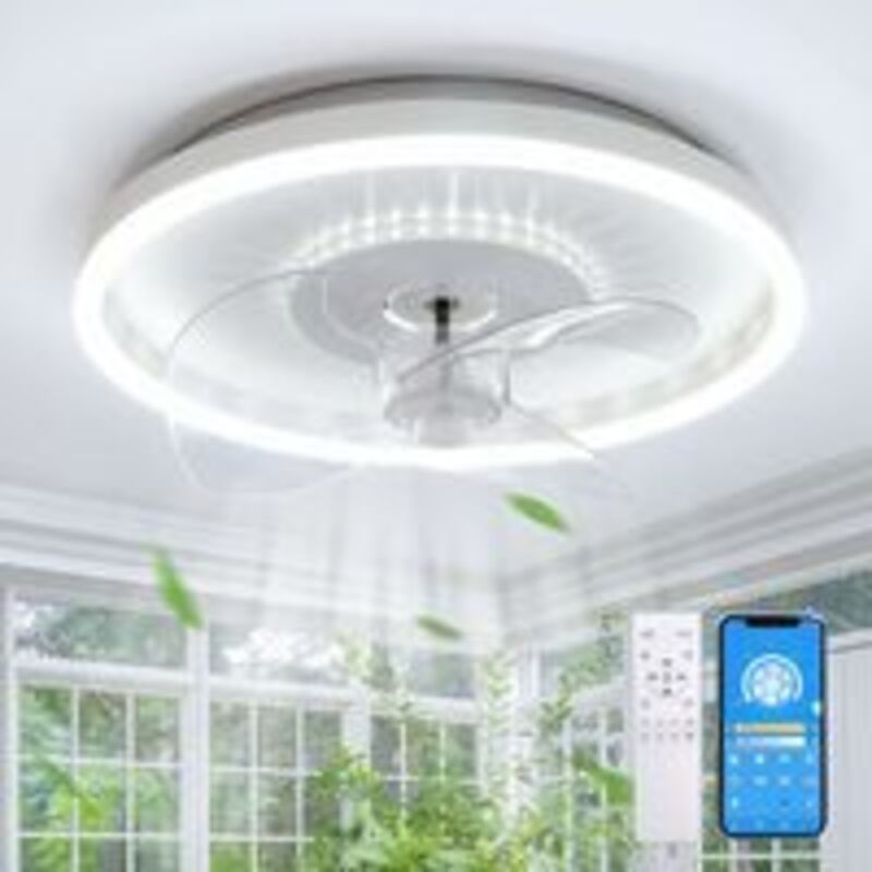 foto del prodotto ventilatore da soffitto con illuminazione, luce del ventilatore a led dimmerabile con telecomando tramite app, 6 velocit , ventilatore da soffitto