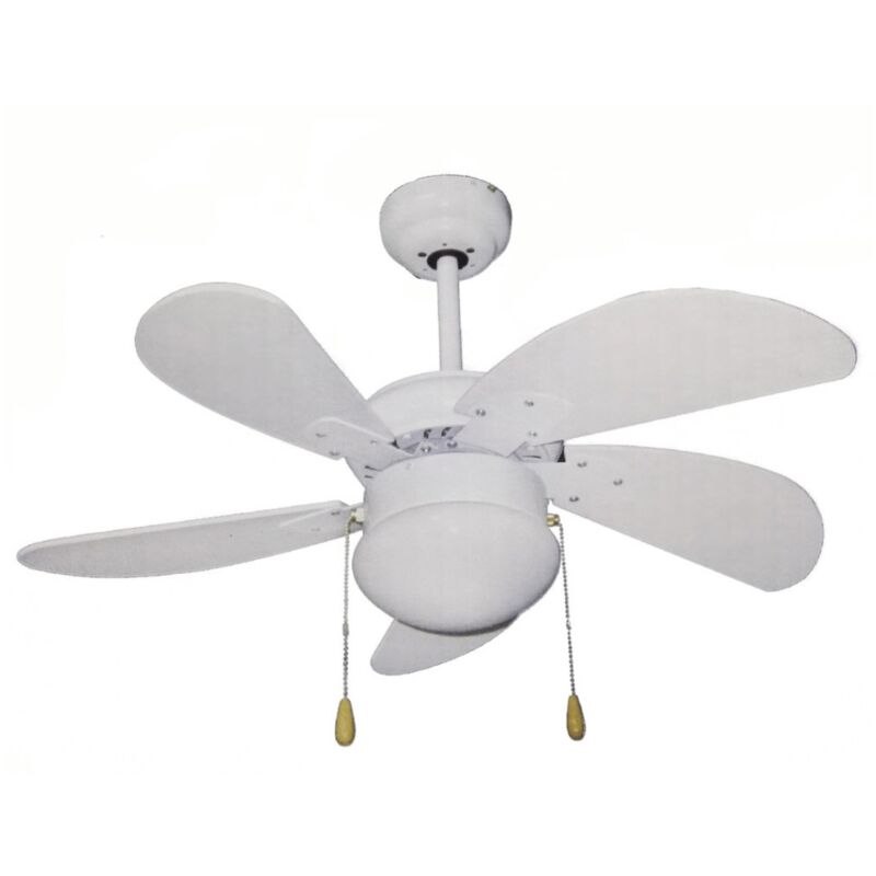 foto del prodotto ventilatore da soffitto con luce 5 pale legno bianco