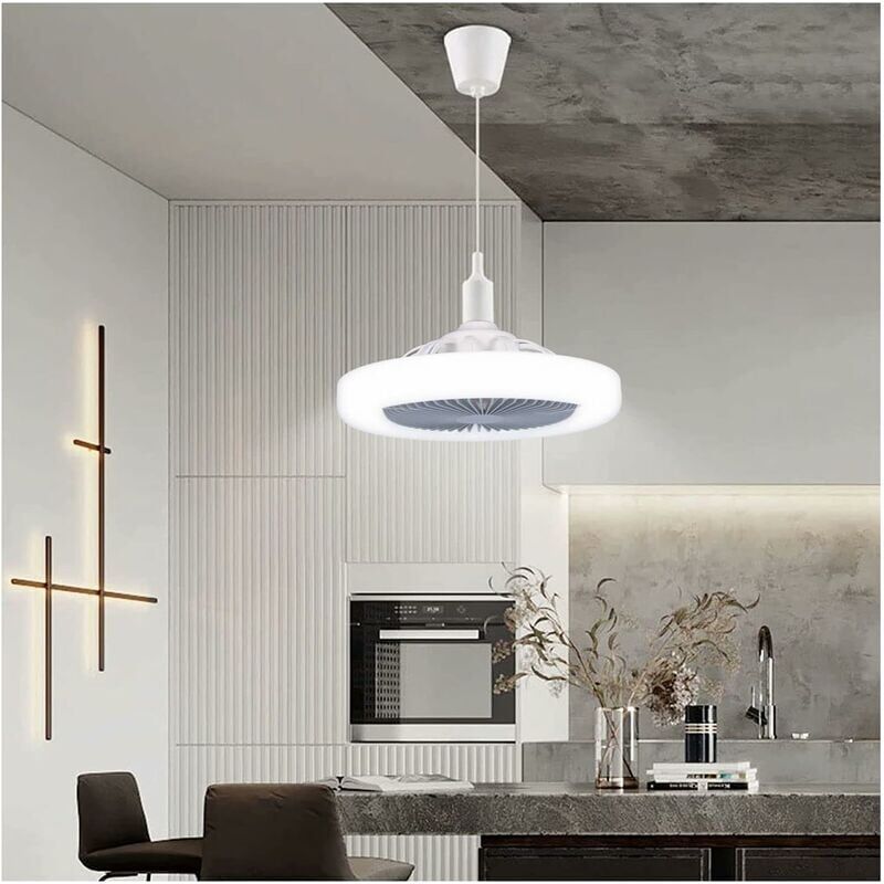 foto del prodotto ventilatore da soffitto con luce, e27 12w piccolo ventilatore da soffitto silenzioso, luce da soffitto a led dimmerabile per camera da letto cucina