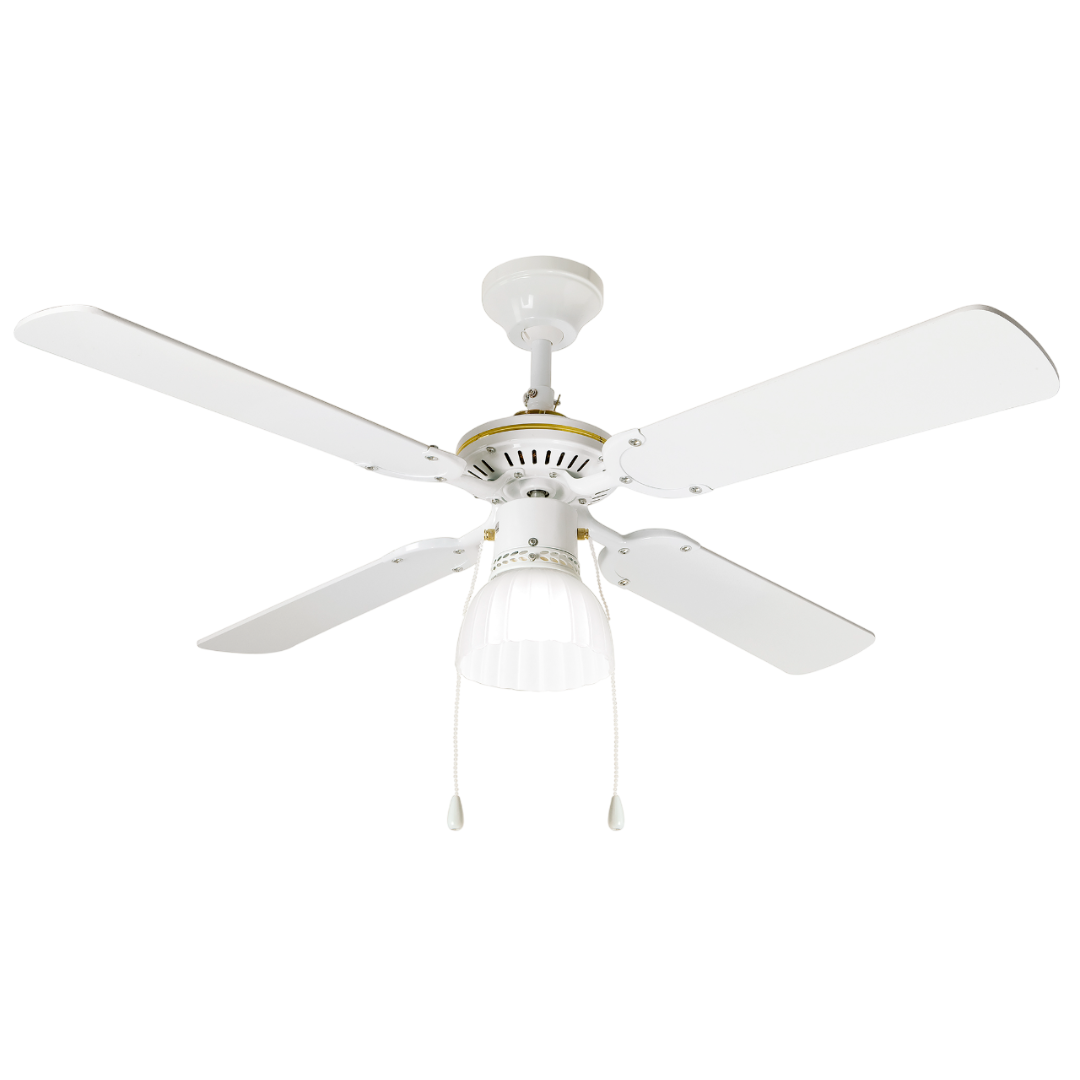 foto del prodotto ventilatore da soffitto con luce perenz 7064 b bianco - ø 105 cm, 4 pale, 3 velocità, motore ac 50w, silenzioso, attacco lampadina e27