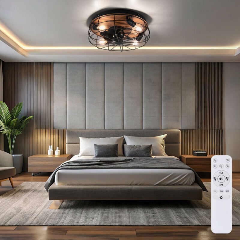 foto del prodotto ventilatore da soffitto con telecomando lampada da soffitto camera da letto lampada soggiorno luce ventilatore più fresco, metallo effetto legno
