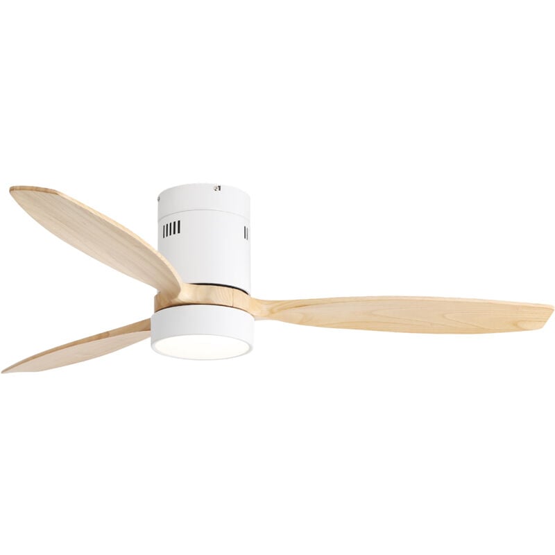 foto del prodotto ventilatore da soffitto da 52 con luce a 3 colori (bianco/neutro/caldo), pale in legno massello, motore reversibile