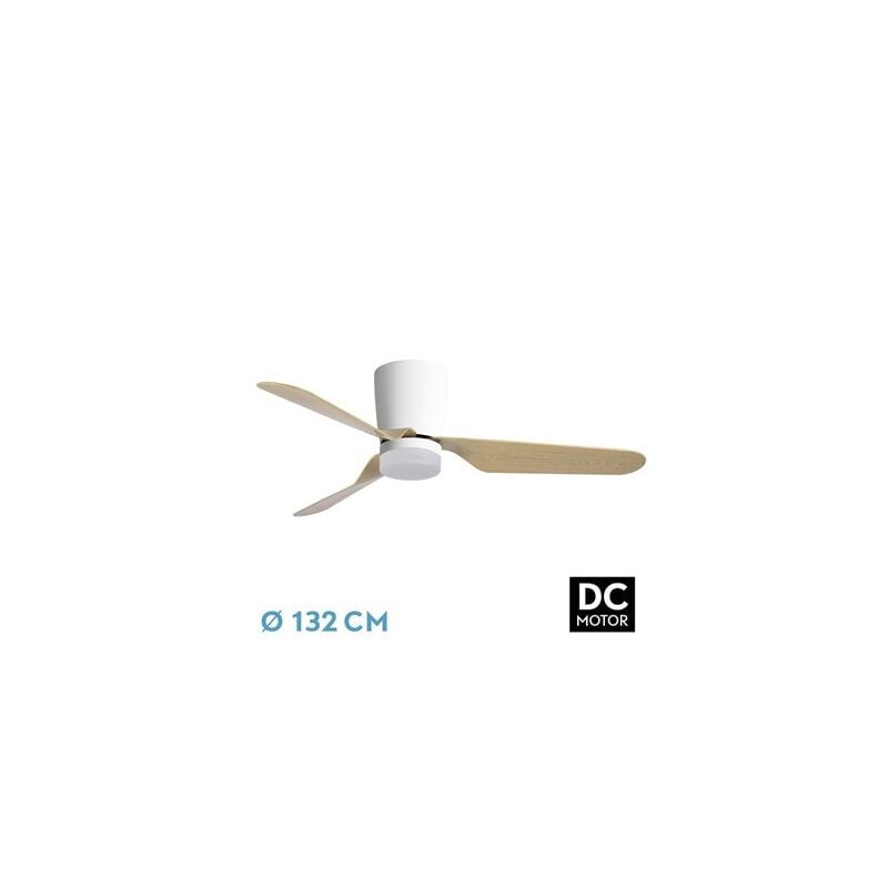 foto del prodotto ventilatore da soffitto dc kochi dimmerabile con telecomando e timer 18w 3cct 2350lm bianco e faggio
