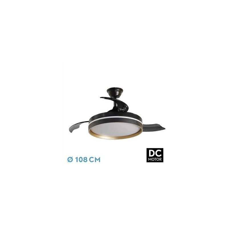 foto del prodotto ventilatore da soffitto dimmerabile dc mandarin con telecomando 72w 3cct 7200lm nero e oro