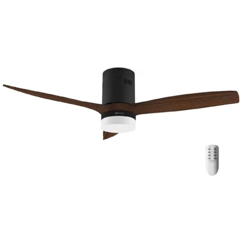 foto del prodotto ventilatore da soffitto energysilence aero 5600 classic nero. motore dc 40w, diametro 132cm, 3 pale, lampada led 18w cecotec