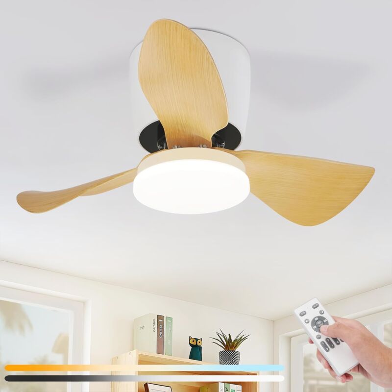 foto del prodotto ventilatore da soffitto gbly con luce e telecomando plafoniera led dimmerabile da 23 w con ventola silenziosa da 70 cm con luce estate inverno,
