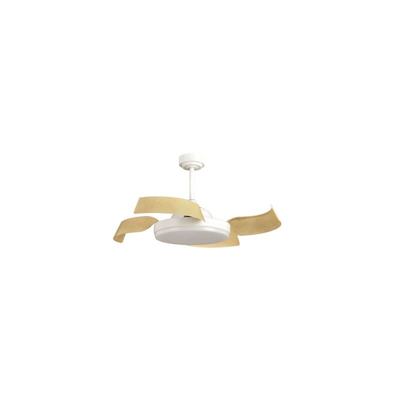 foto del prodotto ventilatore da soffitto led bat n bianco legno 35w 3200lm cct smart