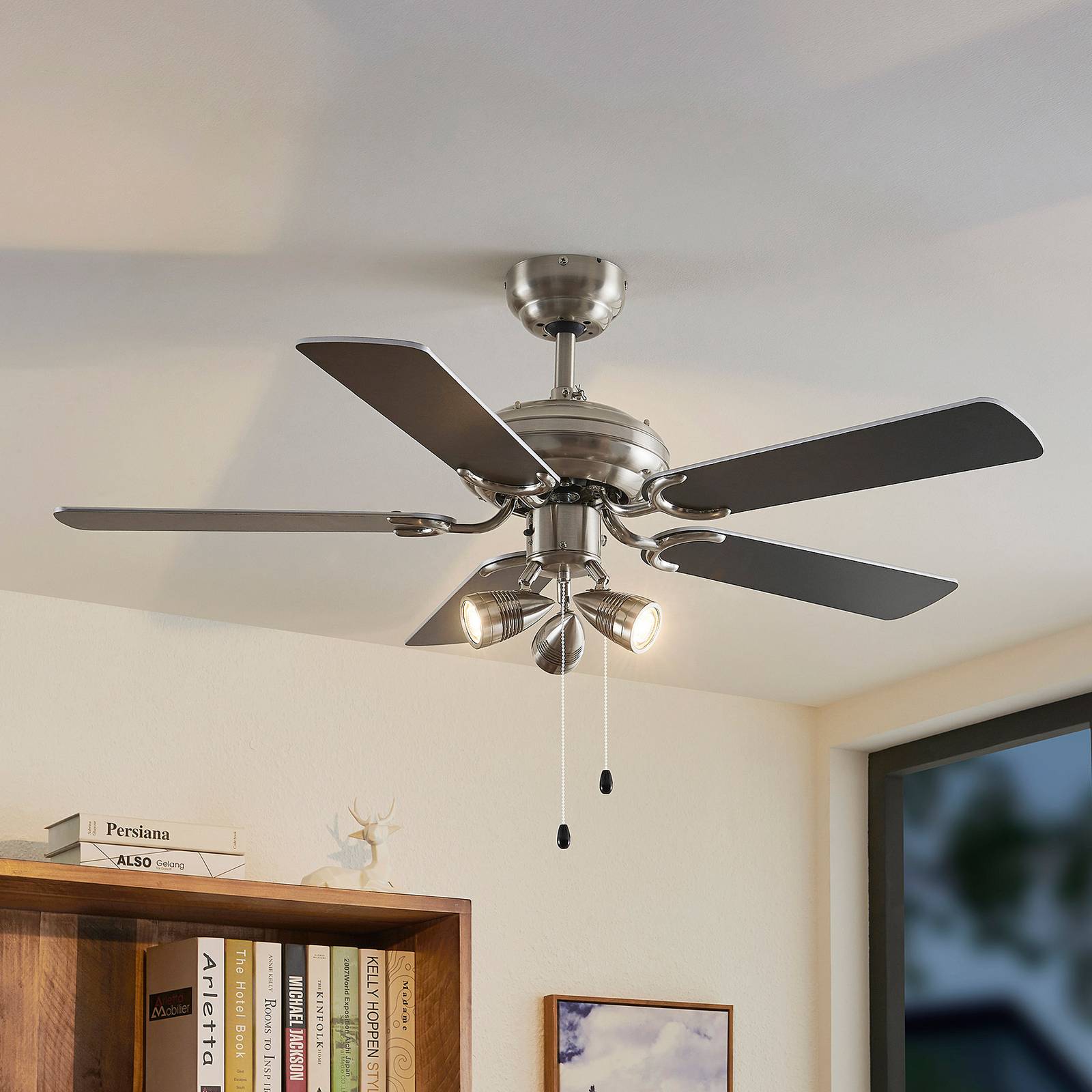 foto del prodotto ventilatore da soffitto lindby con luce anariki, silenzioso, argento