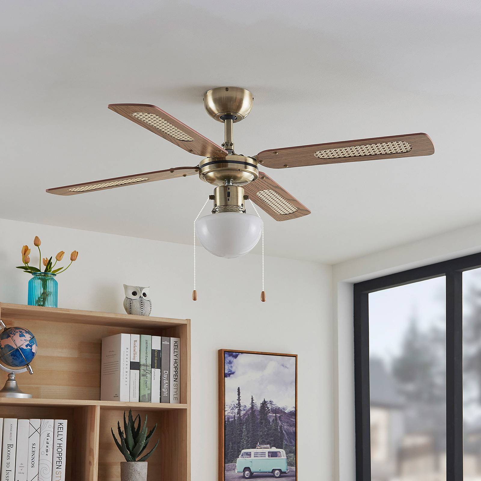 foto del prodotto ventilatore da soffitto lindby con luce rakan, silenzioso, 106 cm