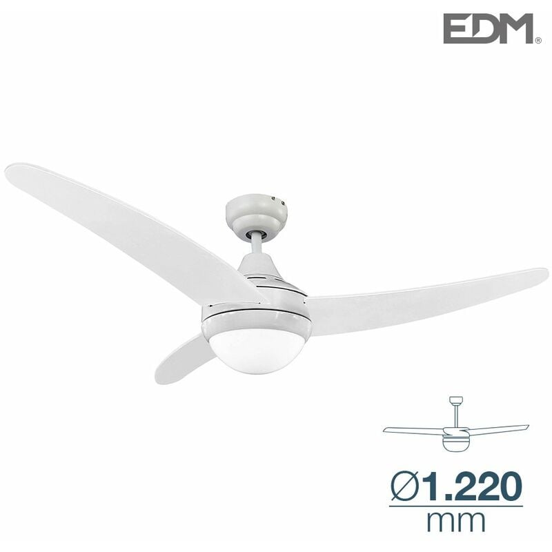 foto del prodotto ventilatore da soffitto modello egeo bianco potenza 60w pale 122cm con telecomando edm