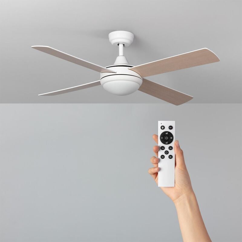 immagine 0 del prodotto ventilatore da soffitto navy bianco 132cm motore dc, colore lama legno chiaro, telecomando, con luce, wifi false