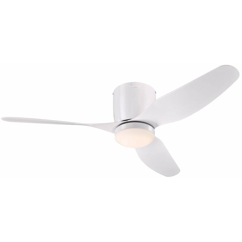 foto del prodotto ventilatore da soffitto per interni bianco da 117 cm westinghouse lighting carla con luce e telecomando, fissaggio con luce led dimmerabile con vetro