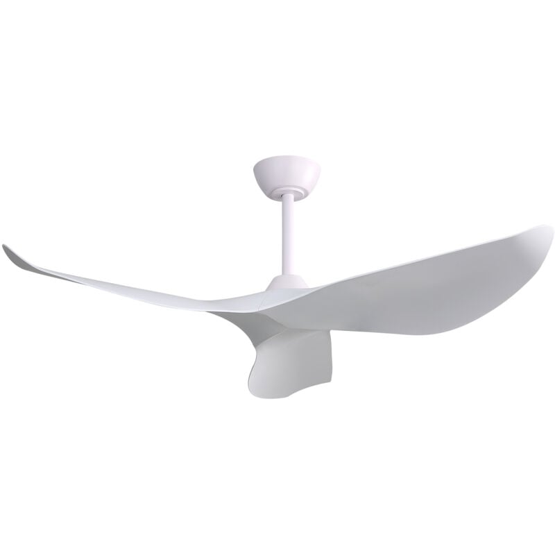 foto del prodotto ventilatore da soffitto per interni da 52 pollici con telecomando a 6 velocità, 3 pale in abs, motore dc reversibile, bianco per soggiorno