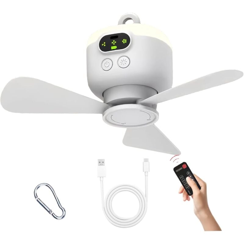 foto del prodotto ventilatore da soffitto portatile, 8000 mah, sospeso, con telecomando e 3 velocit , ricaricabile e staccabile, indispensabile per l estate, per uso
