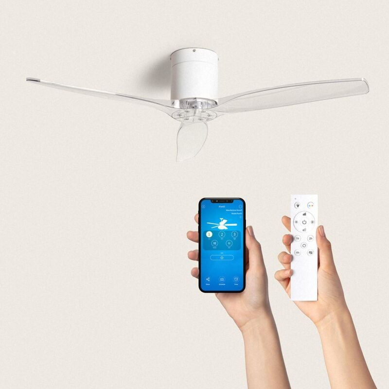 foto del prodotto ventilatore da soffitto silenzioso angistri bianco 132cm motore dc, colore lama trasparente, telecomando, senza luce, wifi true