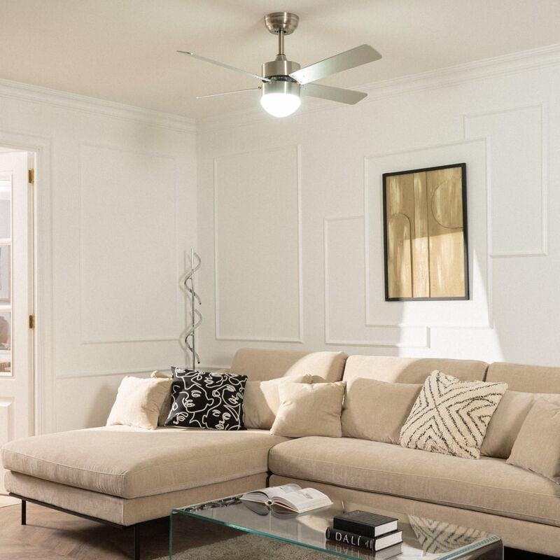 foto del prodotto ventilatore da soffitto silenzioso cygnus nickel 107cm motore dc argento