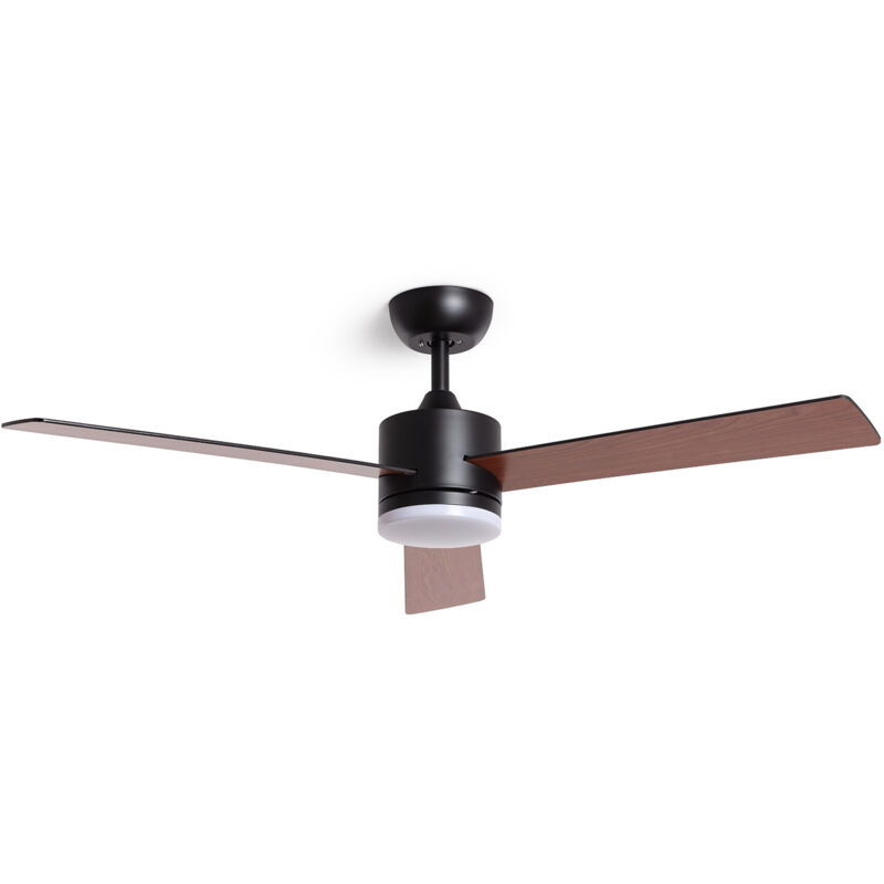 foto del prodotto ventilatore da soffitto silenzioso fleves 132cm motore dc, colore lama legno scuro, telecomando, con luce, wifi false