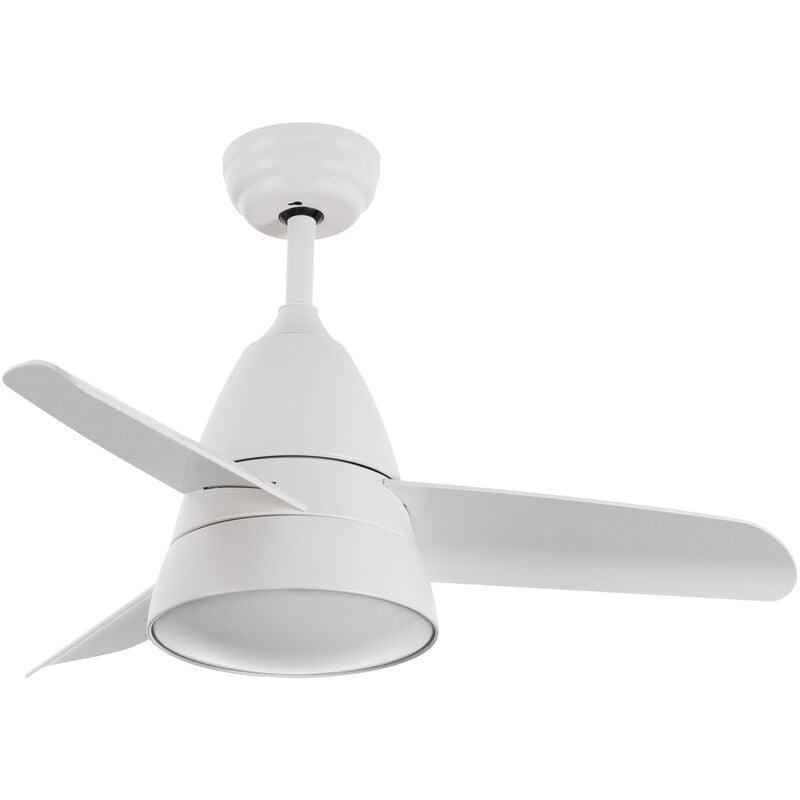 foto del prodotto ventilatore da soffitto silenzioso industrial bianco 91cm motore dc bianco cct con luce, telecomando rf, wifi false