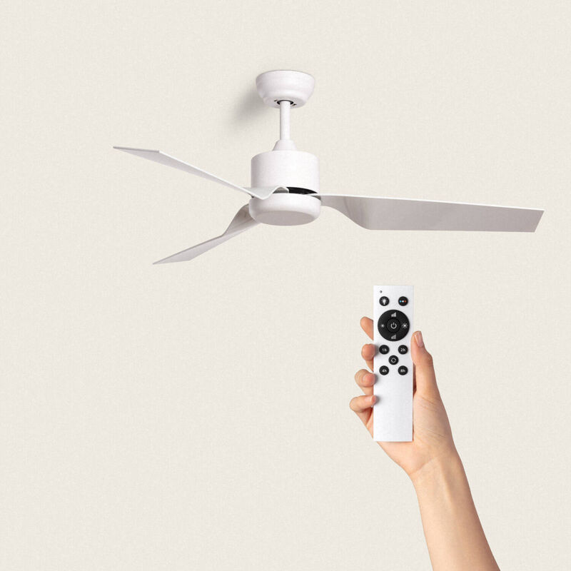 foto del prodotto ventilatore da soffitto silenzioso minimal bianco 132cm motore dc, colore lama bianco, telecomando, senza luce, wifi false