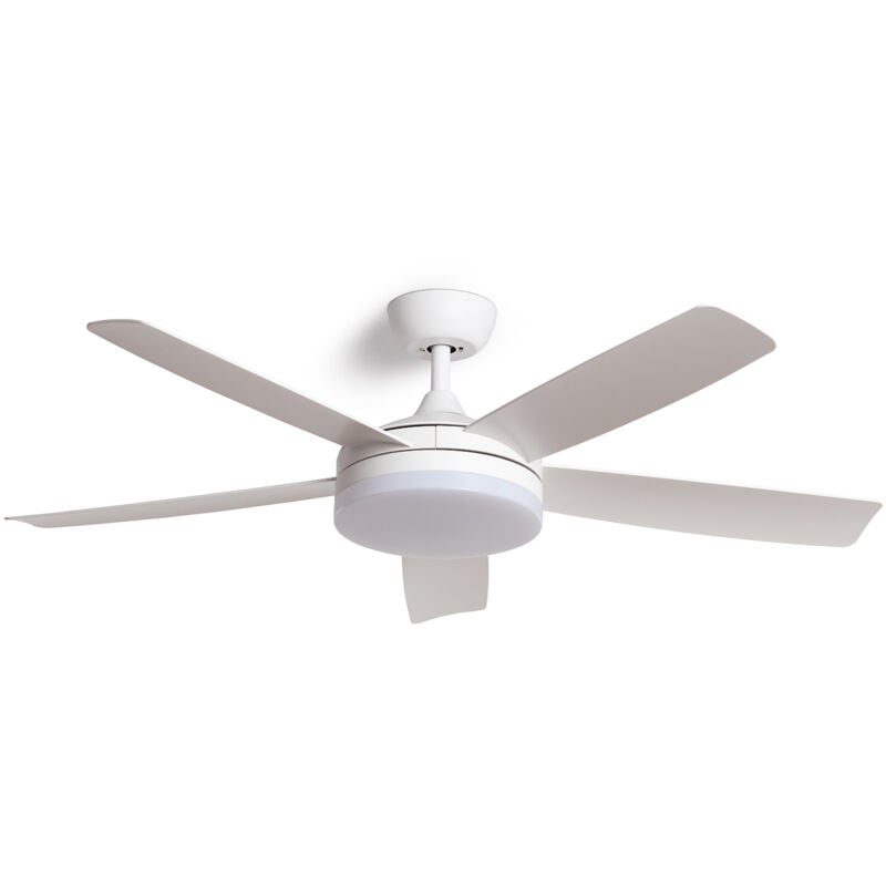 foto del prodotto ventilatore da soffitto silenzioso patroclo bianco 132cm motor dc, colore lama bianco, telecomando, con luce, wifi false