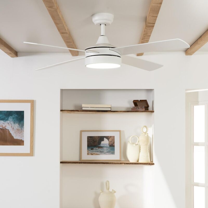 foto del prodotto ventilatore da soffitto silenzioso timor bianco 132cm motore dc bianco