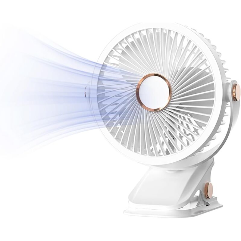 foto del prodotto ventilatore da tavolo silenzioso, 3 velocit , con clip, luce ambientale, rotazione a 360 , ventilatore da tavolo ricaricabile per ufficio, casa,