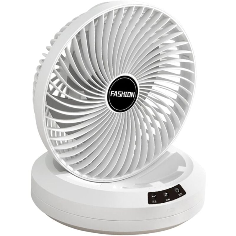foto del prodotto ventilatore da tavolo silenzioso, ventilatore da parete pieghevole, ricaricabile, adatto per uso interno ed esterno, bianco