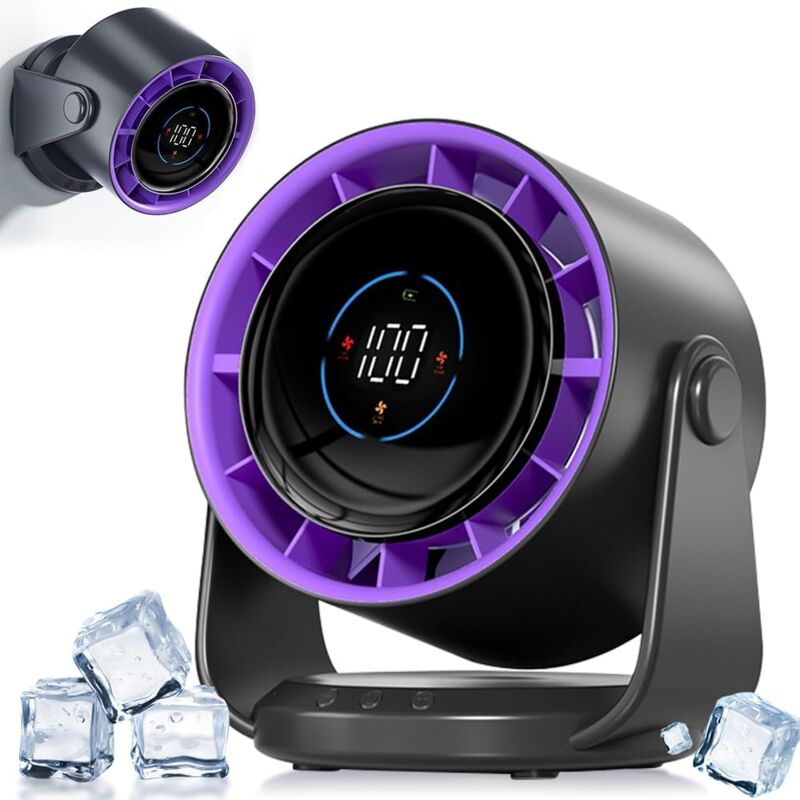 foto del prodotto ventilatore da tavolo, ventilatore a batteria da 4000 mah, display a led, 1 199 velocit e testa rotante di 105 , potente ventilatore da parete con