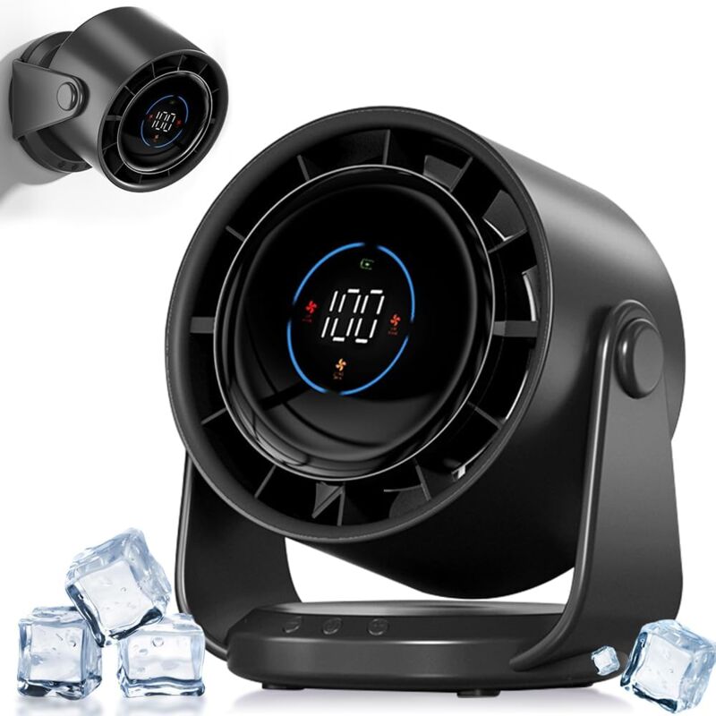 foto del prodotto ventilatore da tavolo, ventilatore a batteria da 4000 mah, display a led, 1 199 velocit e testa rotante di 105 , potente ventilatore da parete con