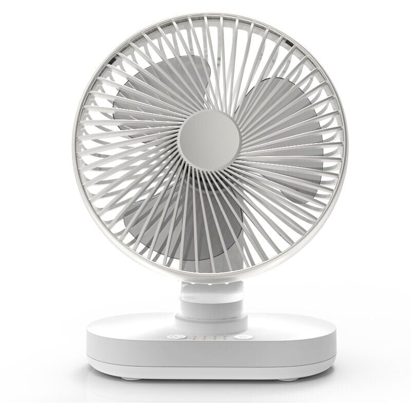 foto del prodotto ventilatore da tavolo, ventilatore silenzioso oscillante automatico a batteria da 16,5 cm, 4 velocità di raffreddamento del tavolo, batteria ricaricabile usb da 4000 mah, argento