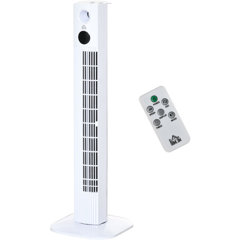 foto del prodotto ventilatore da terra con timer 12h e diffusore in abs bianco homcom