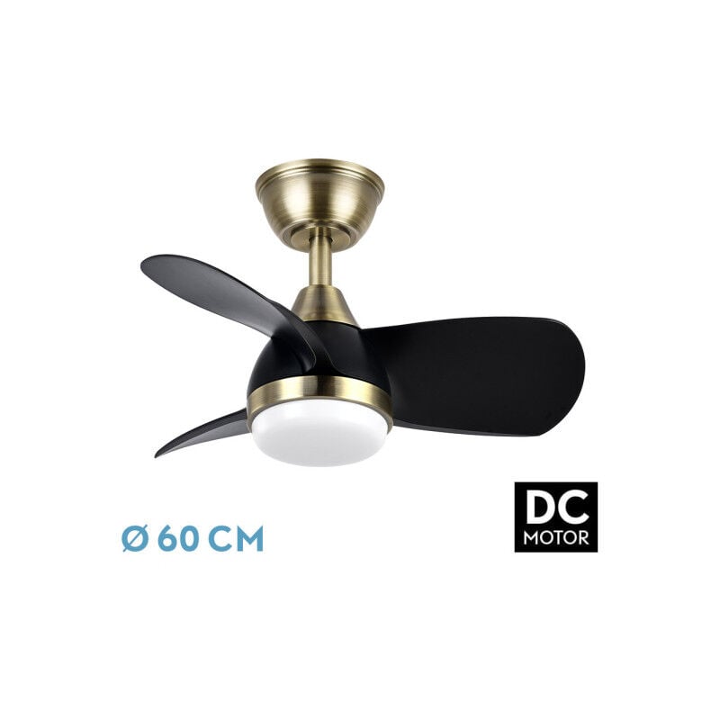 foto del prodotto ventilatore dc 24w pirdo pelle nero 3 lame 60d 2400lm 6 velocit 3000 4500 6000k w terremoto, memoria timer fabrilamp