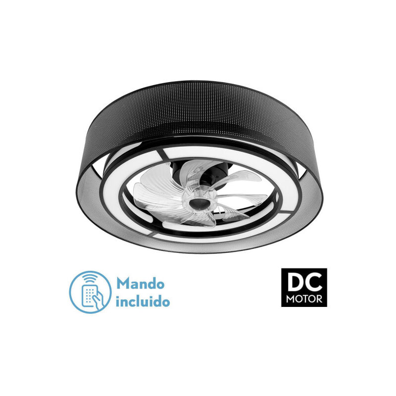 foto del prodotto ventilatore dc 58w anastasia nero argento 8 pale 60d 5900lm 6 vel. 3 colori telecomando, memoria, timer fabrilamp