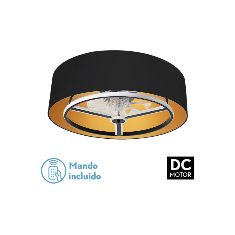 foto del prodotto ventilatore dc anuska 60w nero oro 8 lame 6 velocit 70d 5100lm 3 colori telecomando, memoria, dimmer, timer fabrilamp