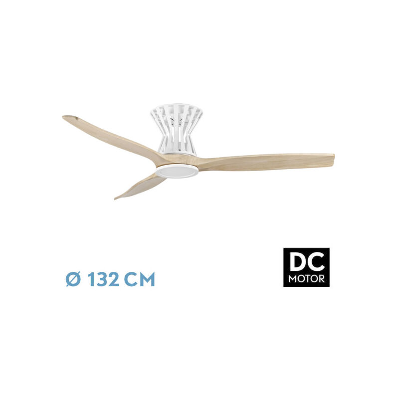 foto del prodotto ventilatore dc baltir 18w bianco faggio 3aspas 132d dimmerabile 2250lm intensit 3000k,4000k,6000k telecomando timer memoria