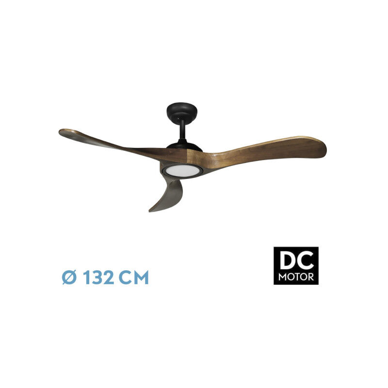 foto del prodotto ventilatore dc castelo 18w nero quercia 3aspas 132d dimmerabile 2250lm 3000k,4000k,6000k telecomando timer memoria