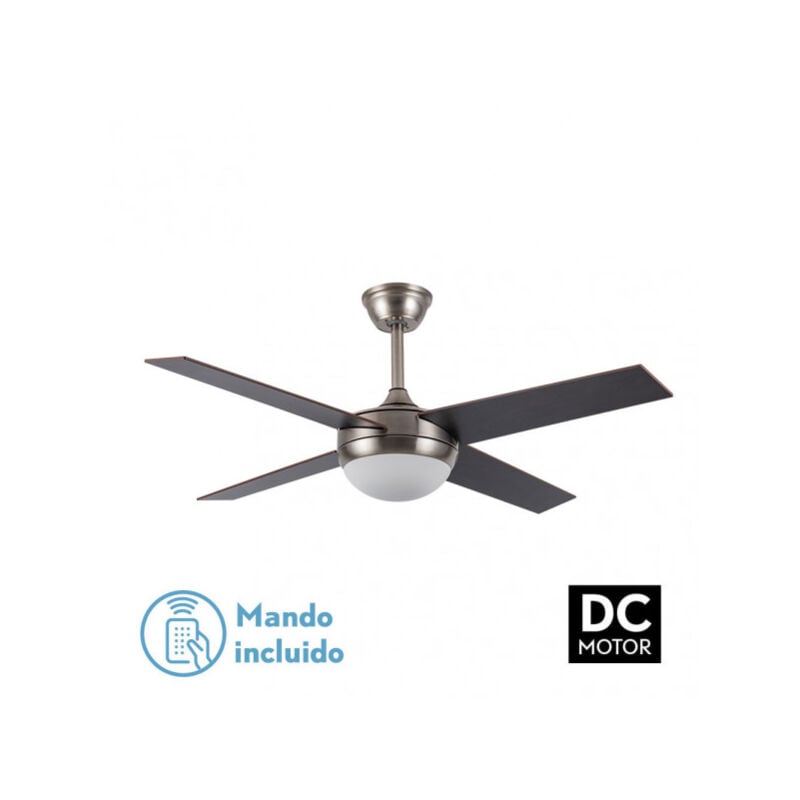 foto del prodotto ventilatore dc ciro 2xe27 nickel 4 asp.rev. faggio wenge 35 45x116,8d telecomando e timer