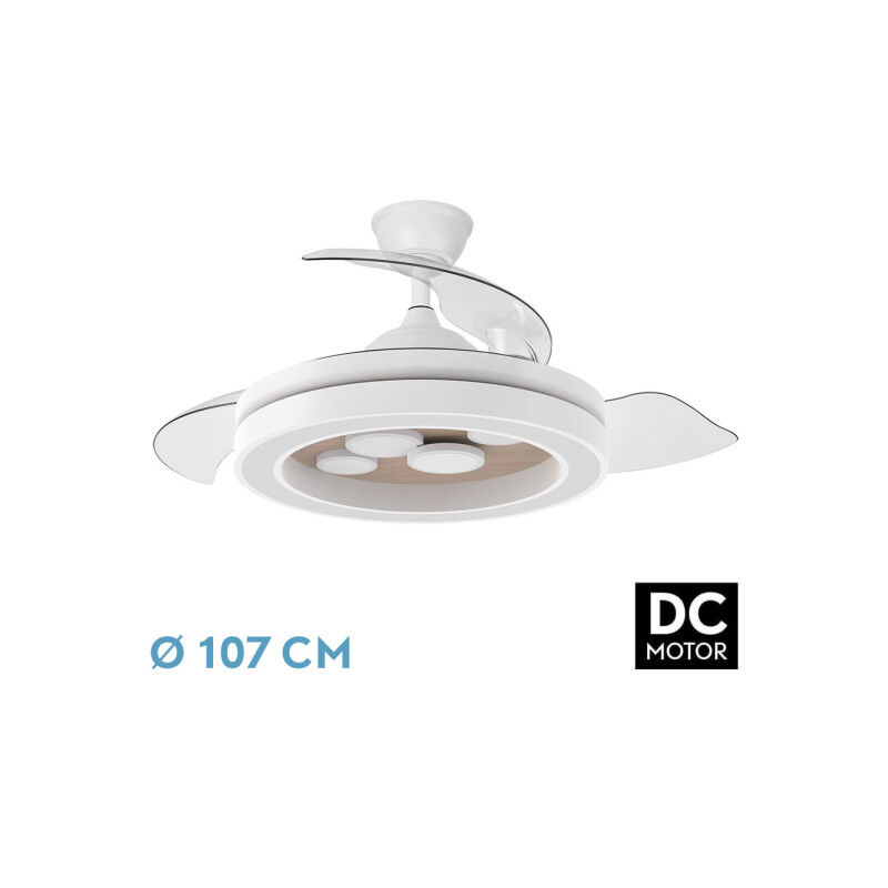 foto del prodotto ventilatore dc cupido 59w bianco faggio 3asp.107d 6980l 3000 4500 6500k dimmer terremoto memoria timer fabrilamp