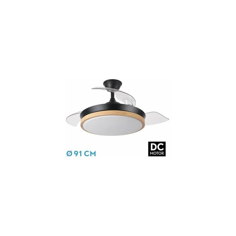 foto del prodotto ventilatore dc evros nero hay 72w 6120lm 91d 3 stadi pieghevole 3000 4000 6000k telecomando, timer, memoria