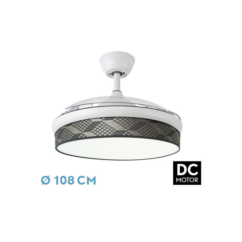 foto del prodotto ventilatore dc fashion 72w bianco tetris grigio 108d 3aspas 7200lm 3000 4000 6000k telecomando memoria timer