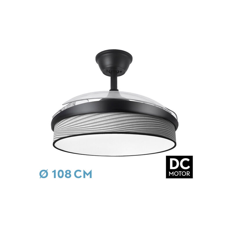 foto del prodotto ventilatore dc fashion 72w nero grigio scuro 108d 3aspas 7200lm 3000k,4000k,6000k telecomando memoria timer