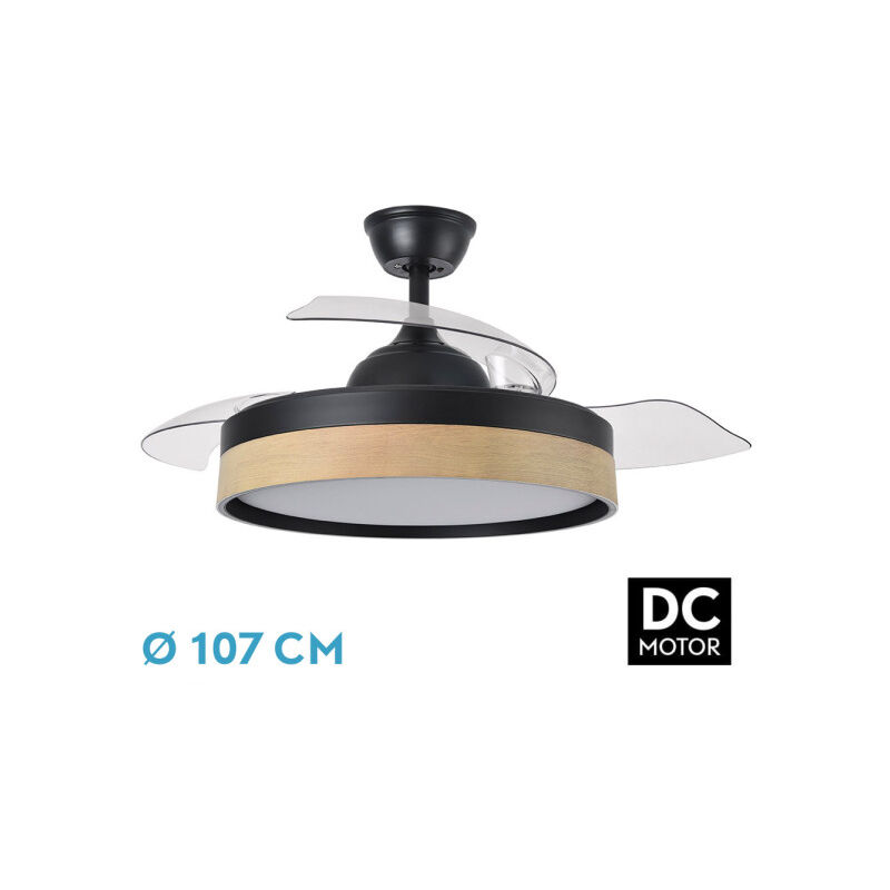 foto del prodotto ventilatore dc iglu 59w 6980lm nero haya 3asp.pieghevole 32 47x50 107d.3col,telecomando,dimmer,timer,memoria
