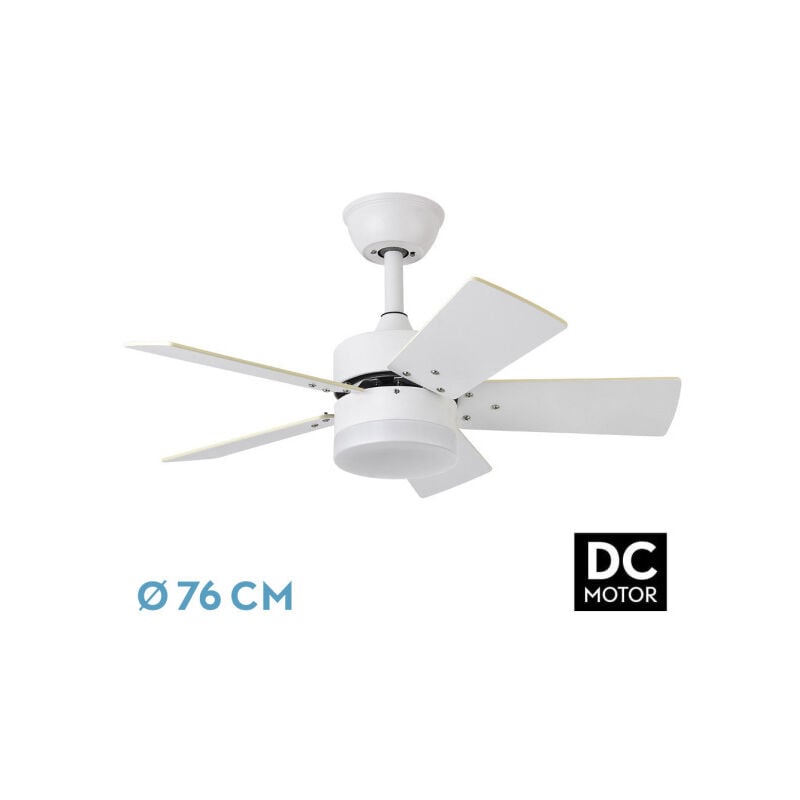 foto del prodotto ventilatore dc marta 36w white 5 pale rev. bianco faggio 41x76d 3060lm w remoto, memoria e timer 3000k,4000k,6000k
