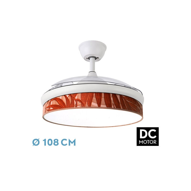 foto del prodotto ventilatore dc moda 72w bianco foglia caldaia 108d 3asps 7200lm 3000k,4000k,6000k remoto memoria timer