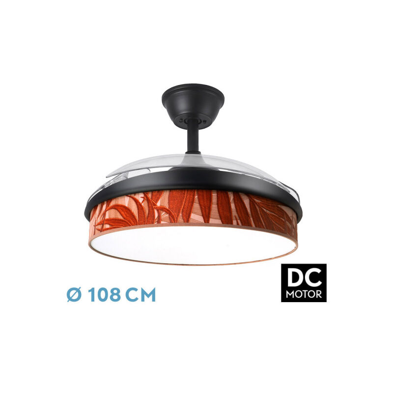foto del prodotto ventilatore dc moda 72w nero lama caldaia 108d 3asps 7200lm 3000k,4000k,6000k remoto memoria timer