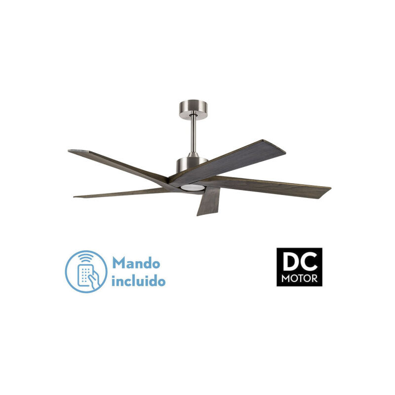 foto del prodotto ventilatore dc nadir nickel/rustic senza luce 5 pale 142,2d con telecomando e timer